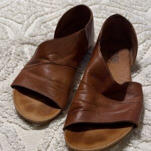 Miz Mooz Brown Leather Open-Side Slide Mules